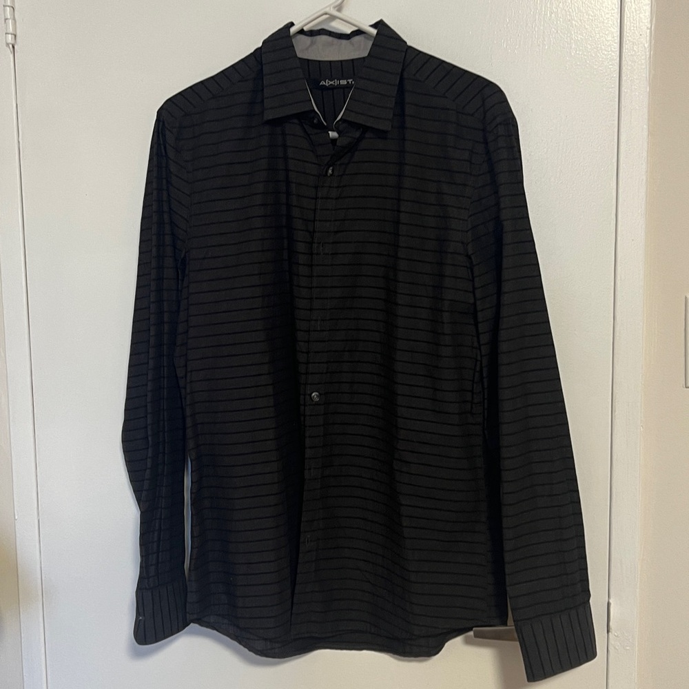 AXIST Grey and Black Striped Dress Shirt